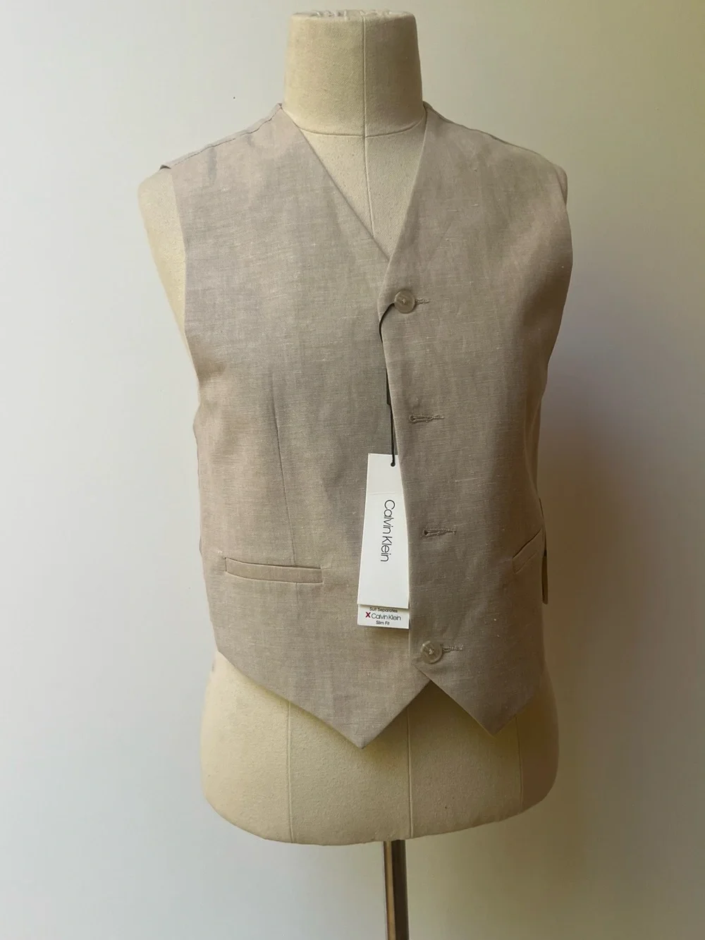 Calvin Klein Linen Vest Waistcoat Top  Light Beige Youth’s Size L/G (NWT)
